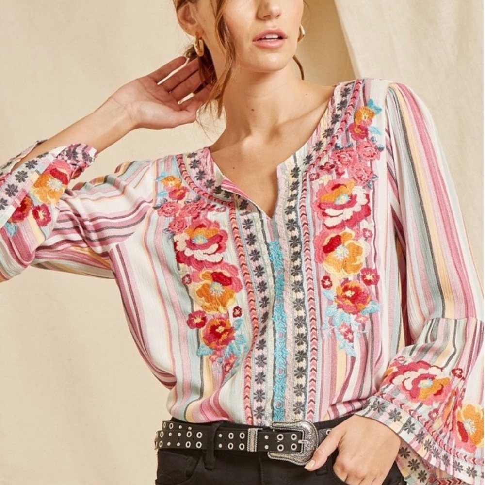 Savannah Jane embroidered top S-3X